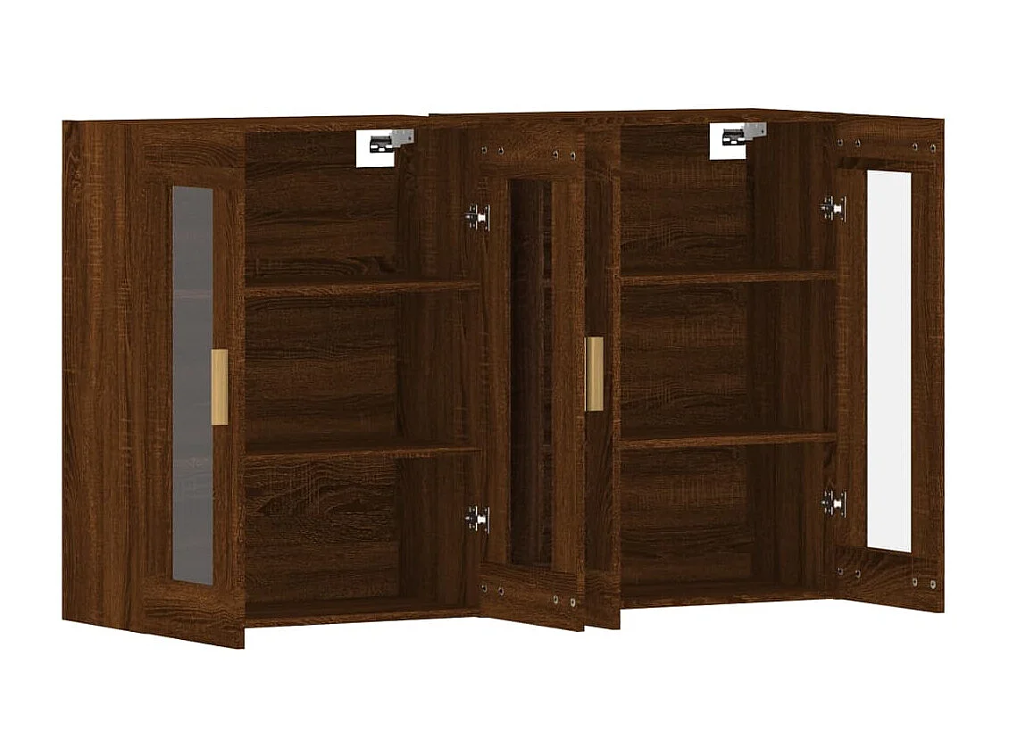 Armarios de pared 2 uds madera de ingeniería marrón roble