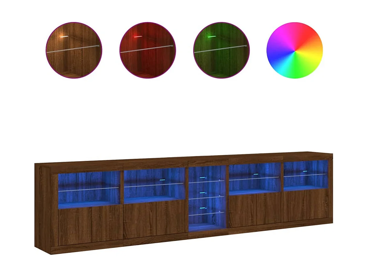 Sideboard mit LED-Leuchten Braun Eichen-Optik 283x37x67 cm