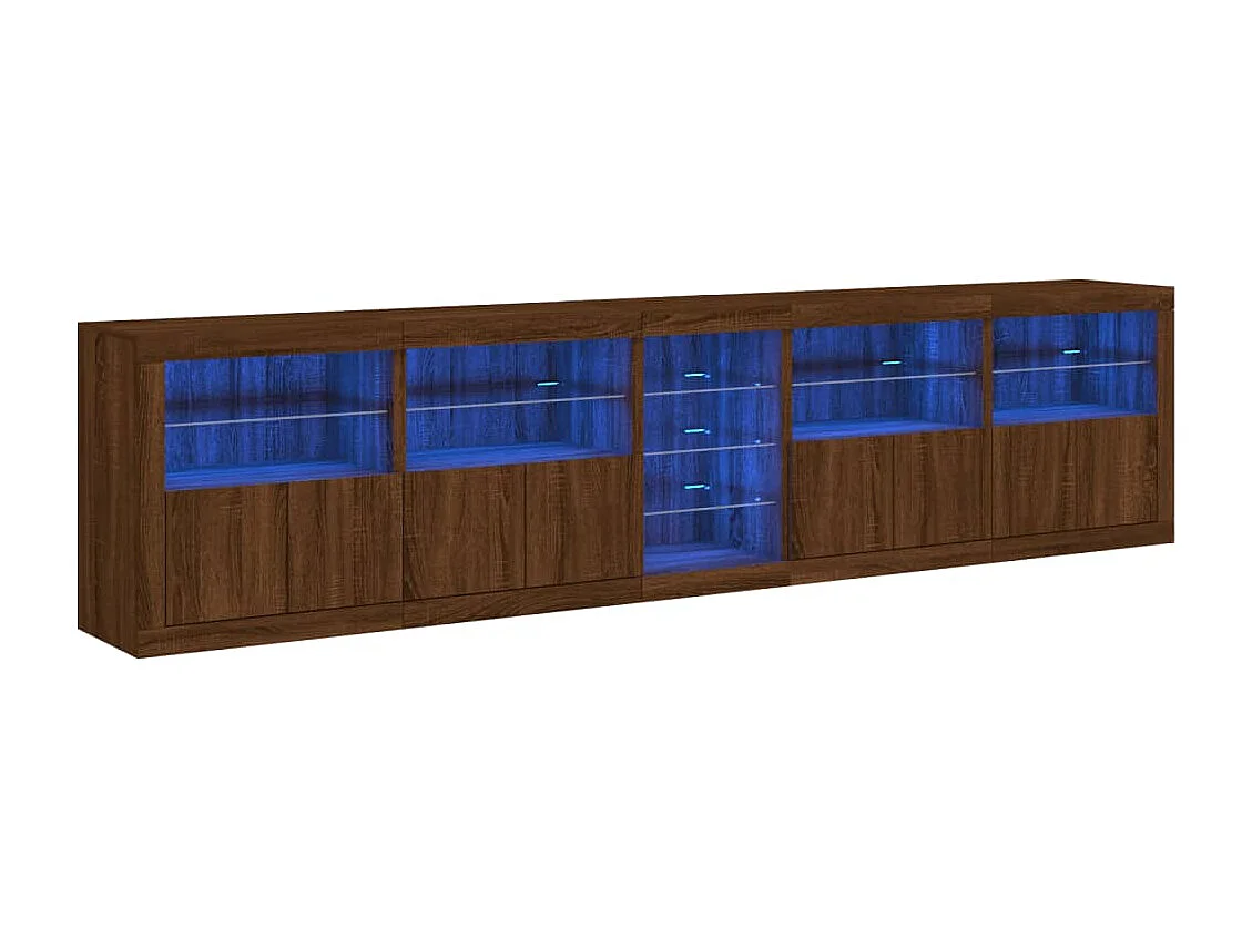 Credenza con Luci LED Rovere Marrone 283x37x67 cm
