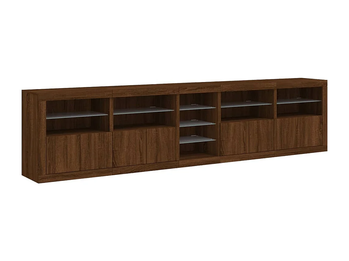 Credenza con Luci LED Rovere Marrone 283x37x67 cm