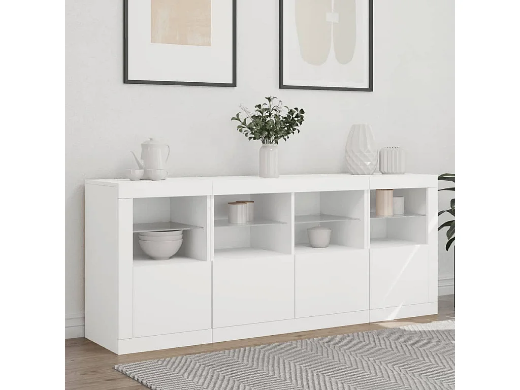 Sideboard mit LED-Leuchten Weiß 163x37x67 cm