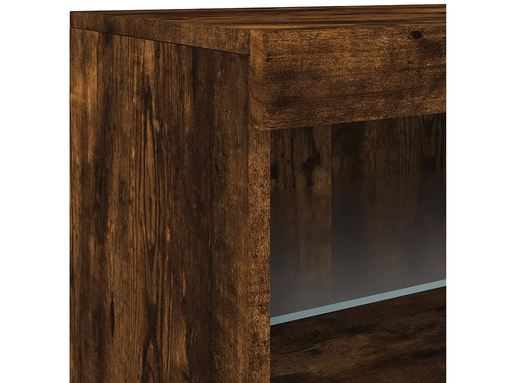 Aparador con luces LED roble ahumado 123x37x67 cm