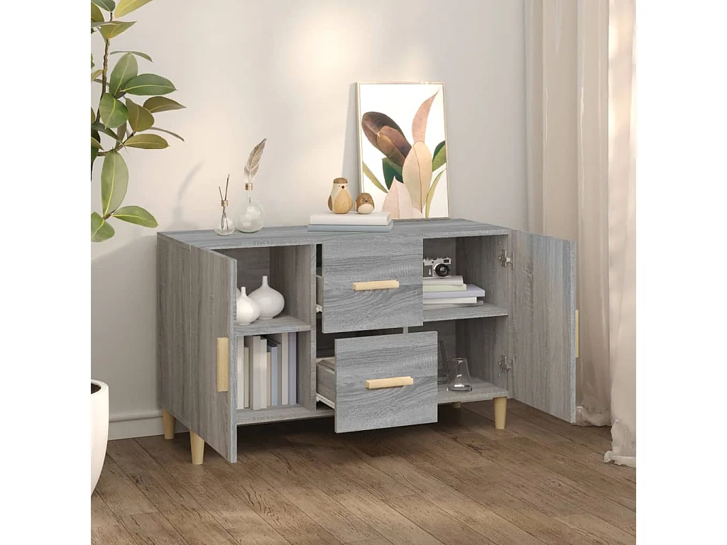 Aparador de madera de ingeniería gris Sonoma 100x36x60 cm