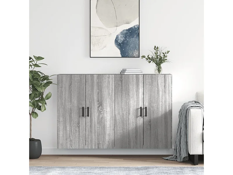 Mobili a Parete 2 pz Grigio Sonoma 69,5x34x90 cm