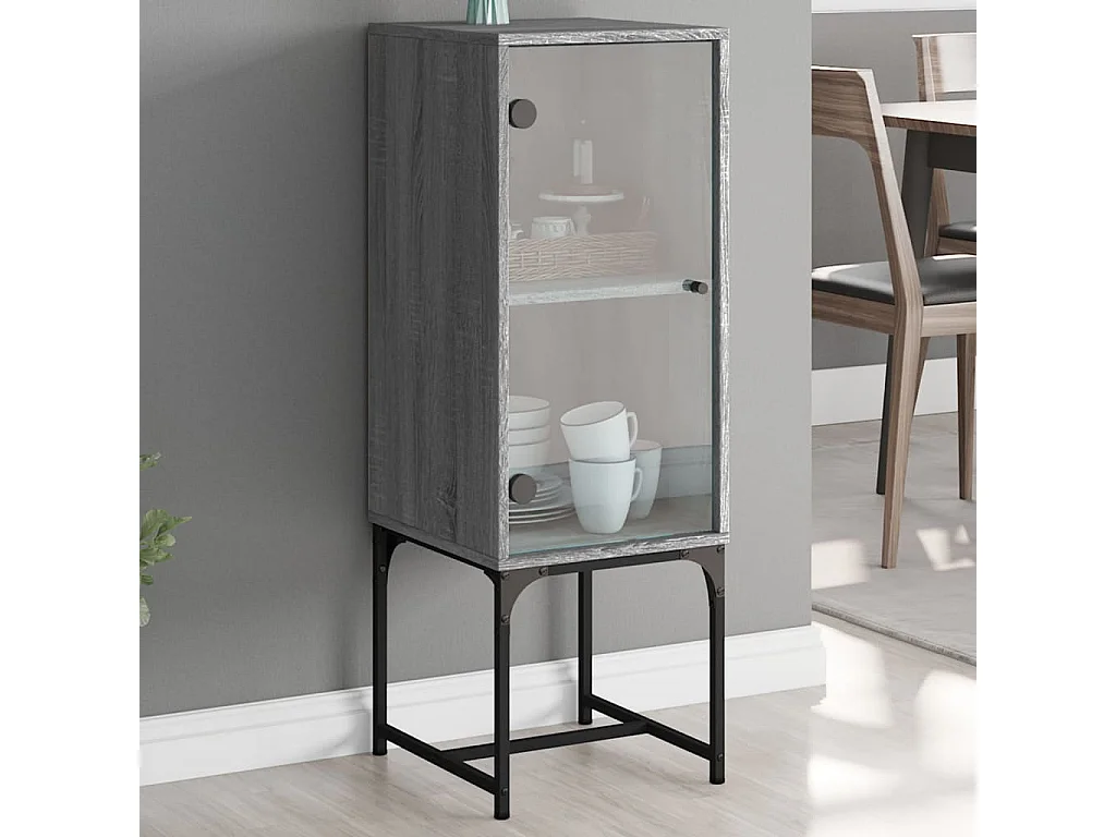 Beistellschrank mit Glastür Grau Sonoma 35x37x100 cm