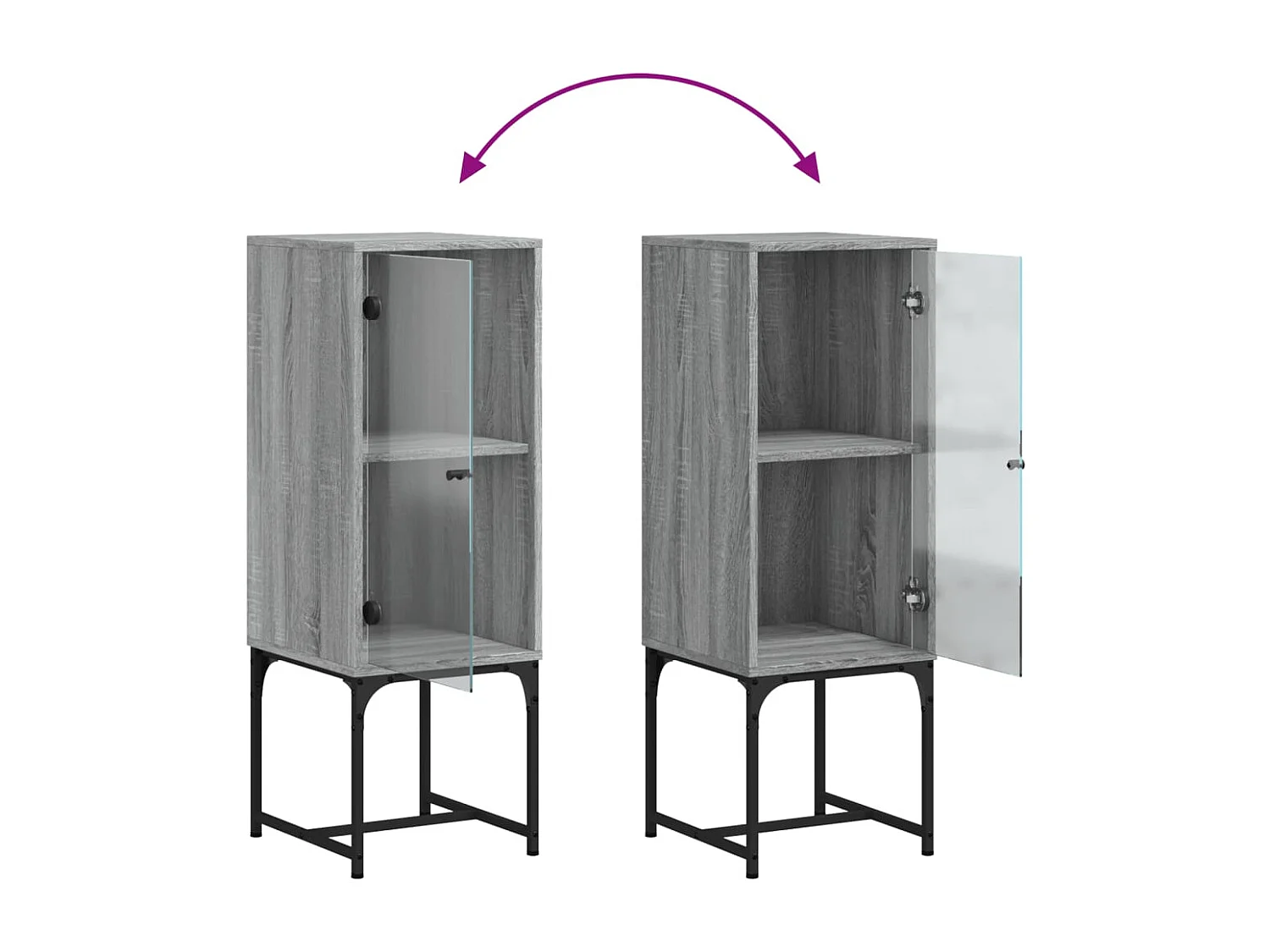 Beistellschrank mit Glastür Grau Sonoma 35x37x100 cm