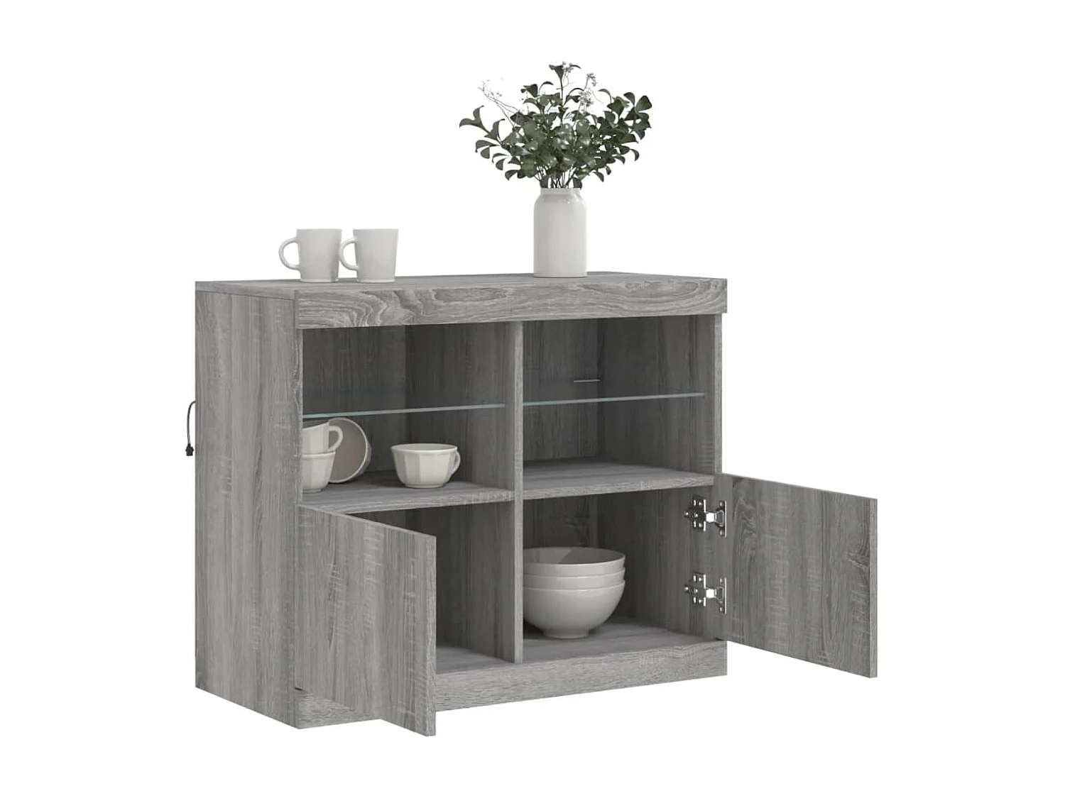 Credenza con Luci LED Grigio Sonoma 81x37x67 cm