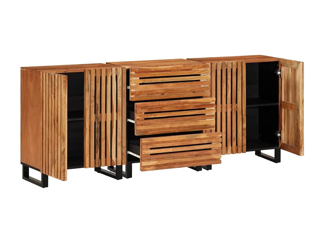 Buffets 3 pcs 60x34x75 cm bois d'acacia massif