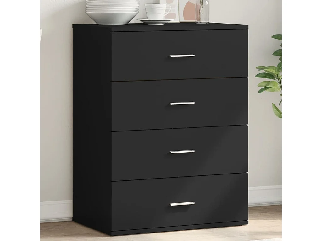 Buffet noir 60x39x80 cm bois d'ingénierie