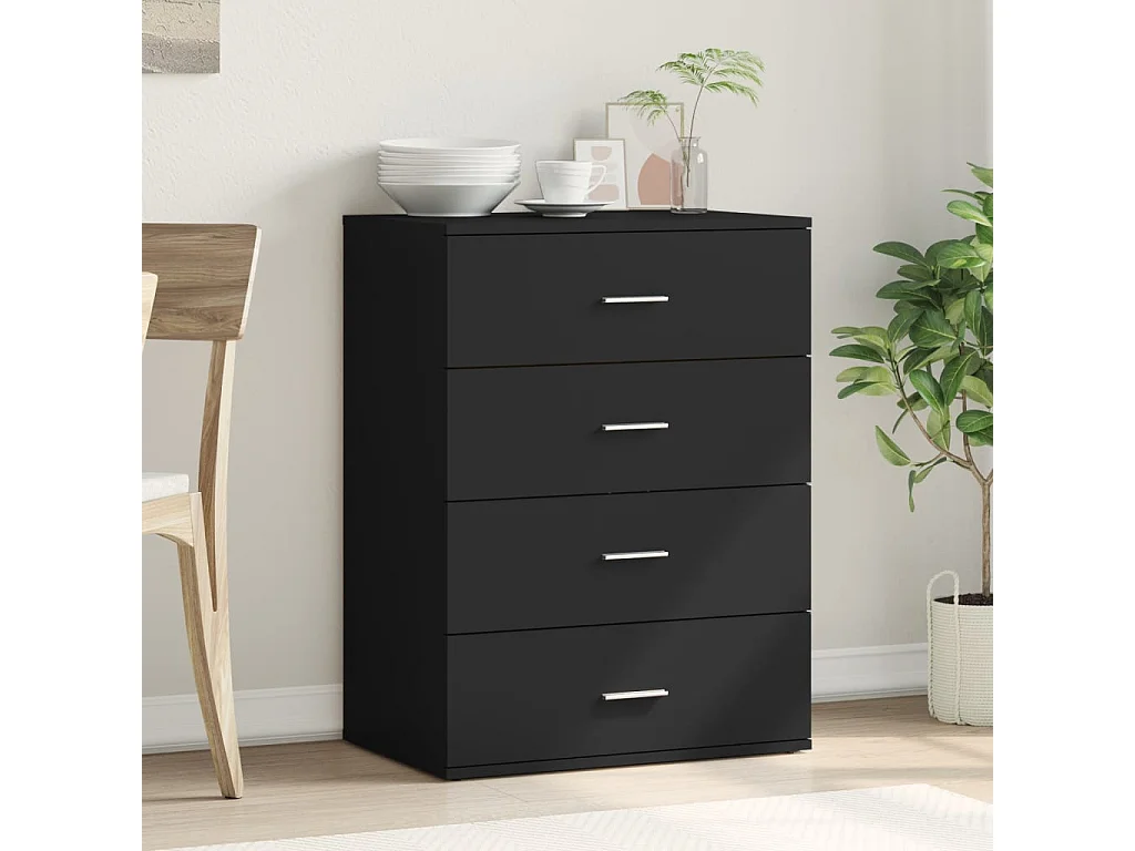 Buffet noir 60x39x80 cm bois d'ingénierie