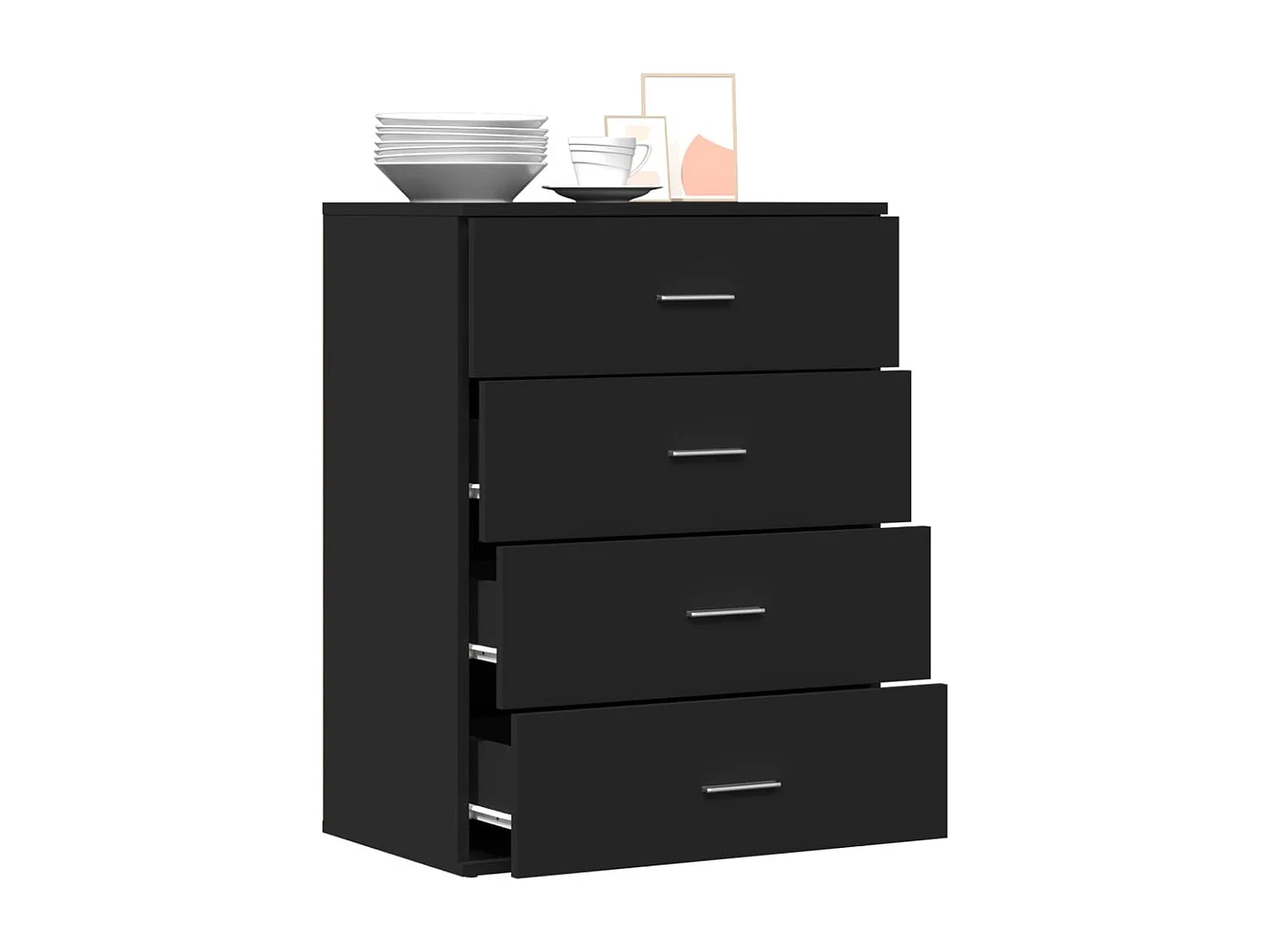 Buffet noir 60x39x80 cm bois d'ingénierie