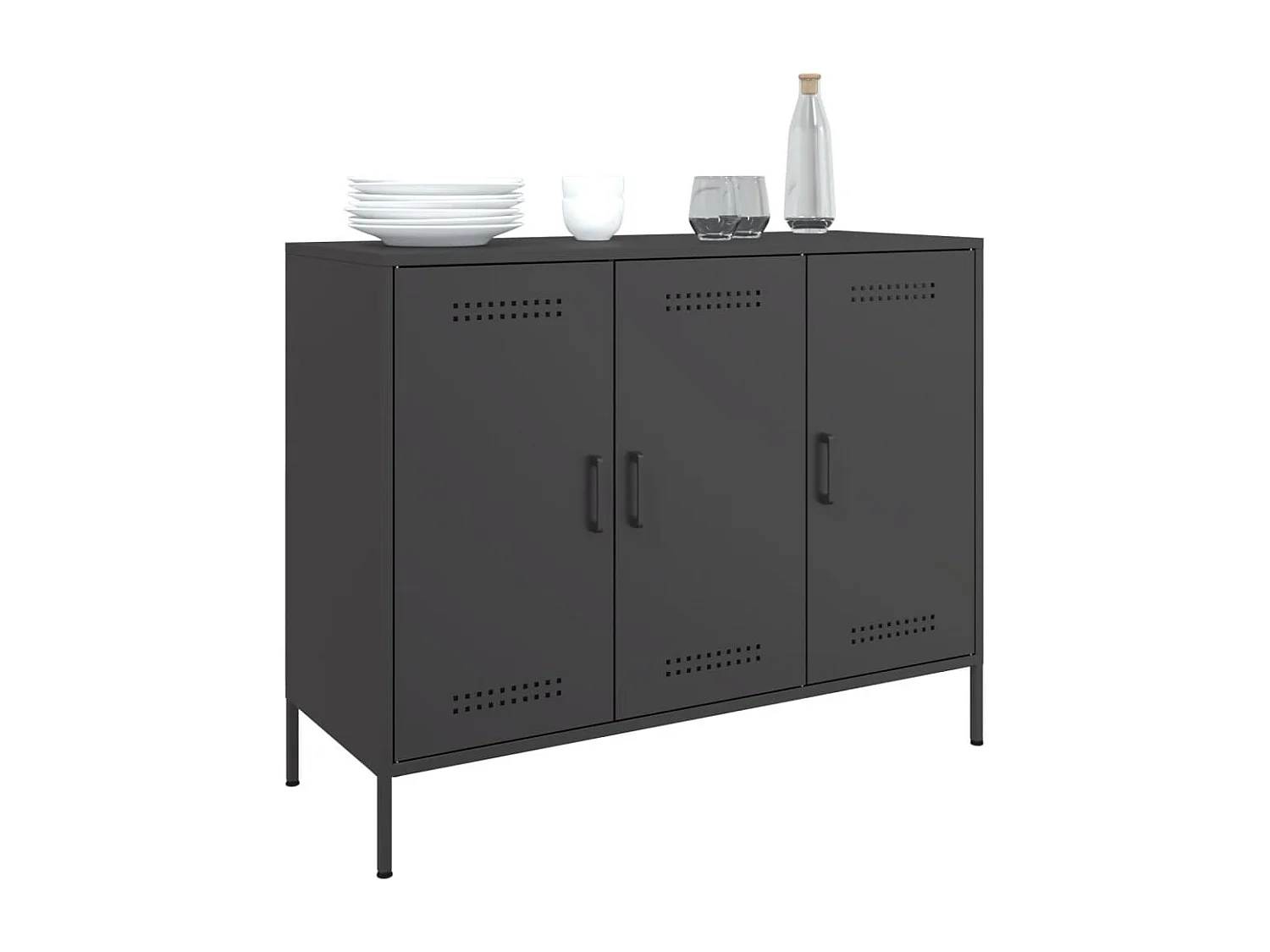 Credenza Nera 100,5x39x79 cm in Acciaio