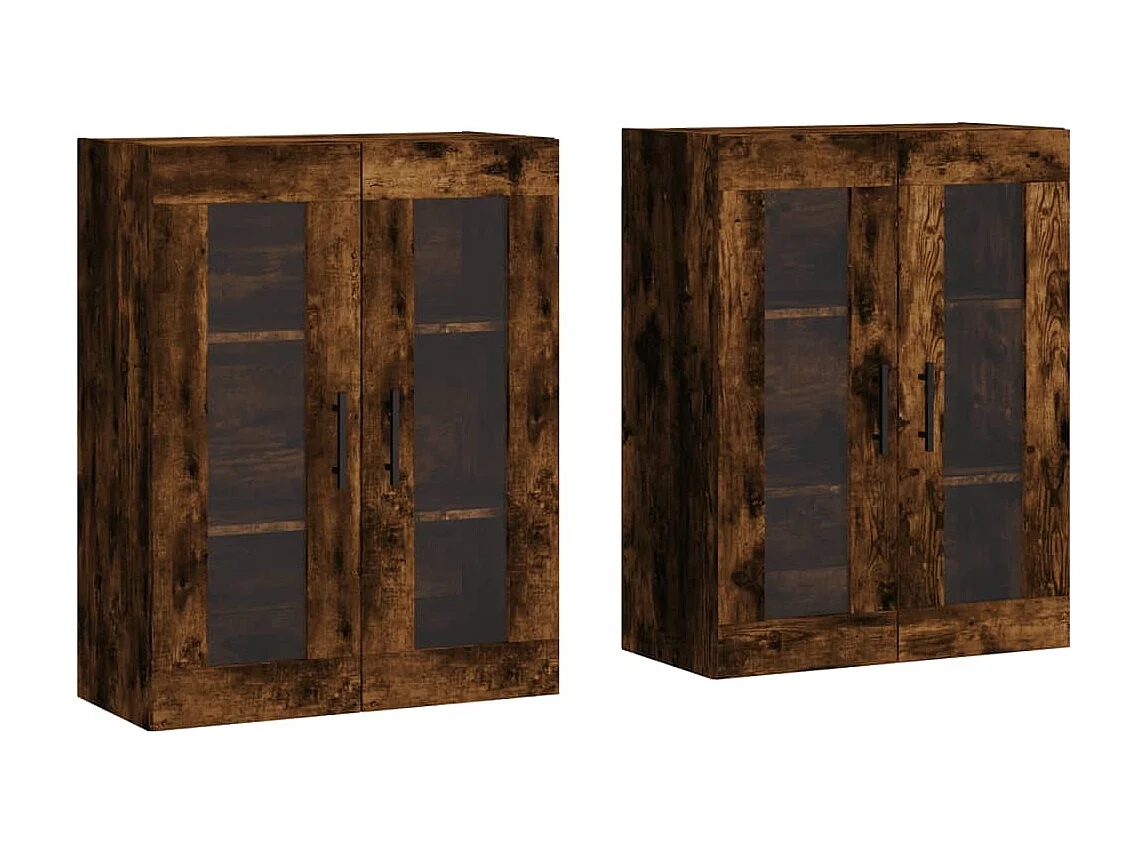 Armoires murales 2 pcs chêne fumé bois d'ingénierie