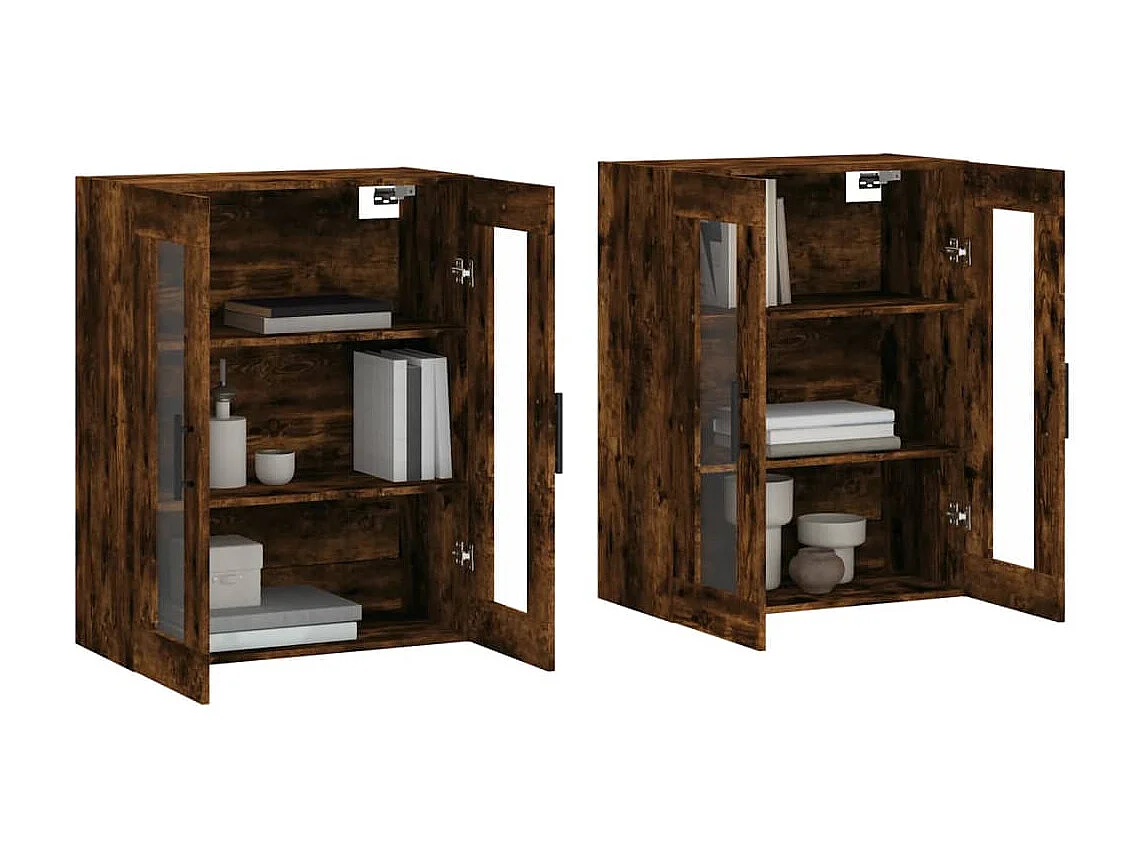 Armoires murales 2 pcs chêne fumé bois d'ingénierie