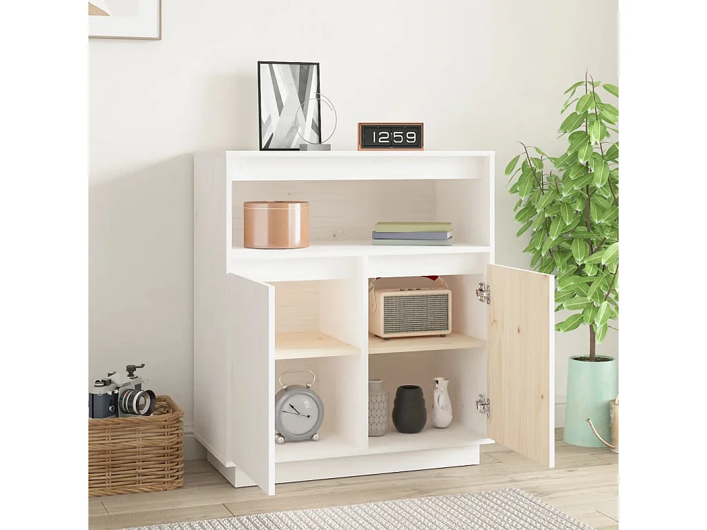 Aparador de madera maciza de pino blanco 70x34x80 cm