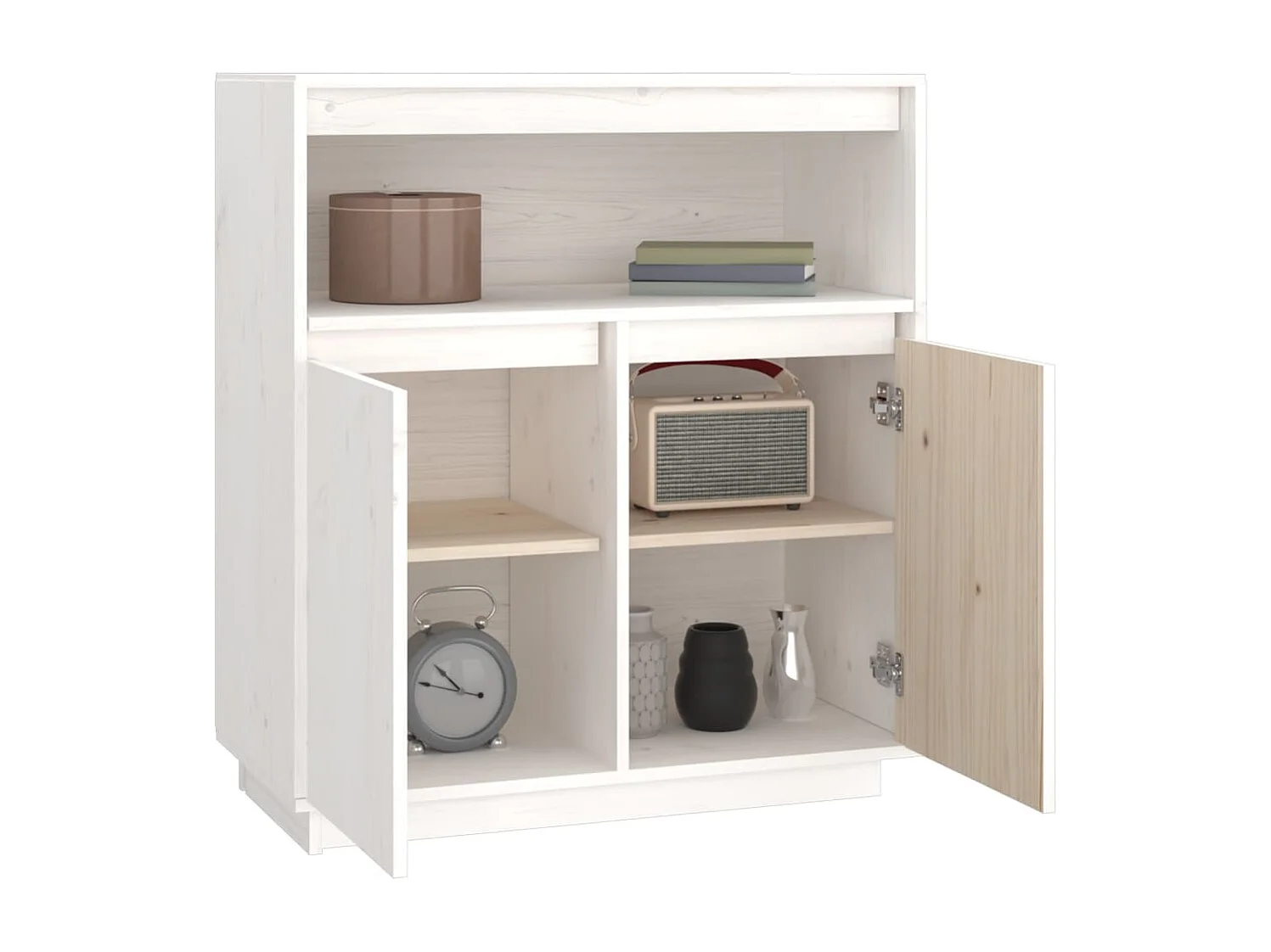 Aparador de madera maciza de pino blanco 70x34x80 cm