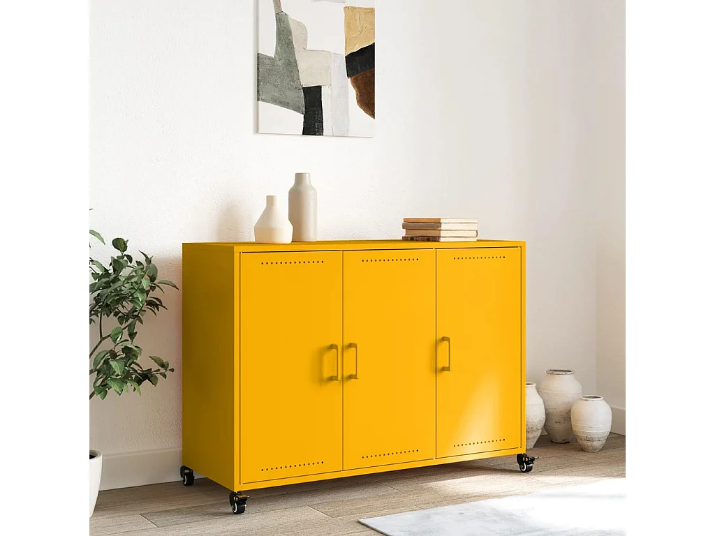 Aparador 100,5x39x72 cm aço amarelo mostarda