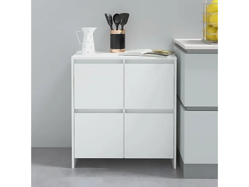 Aparador de madera contrachapada blanco 70x41x75 cm