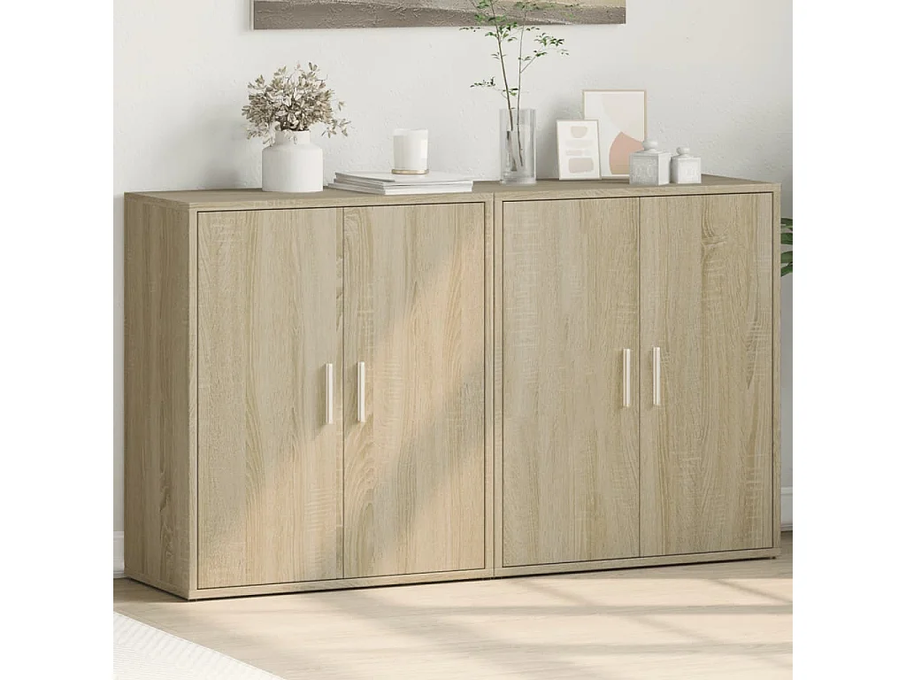 Sideboards 2 Stk. Sonoma-Eiche 60x31x70 cm Holzwerkstoff