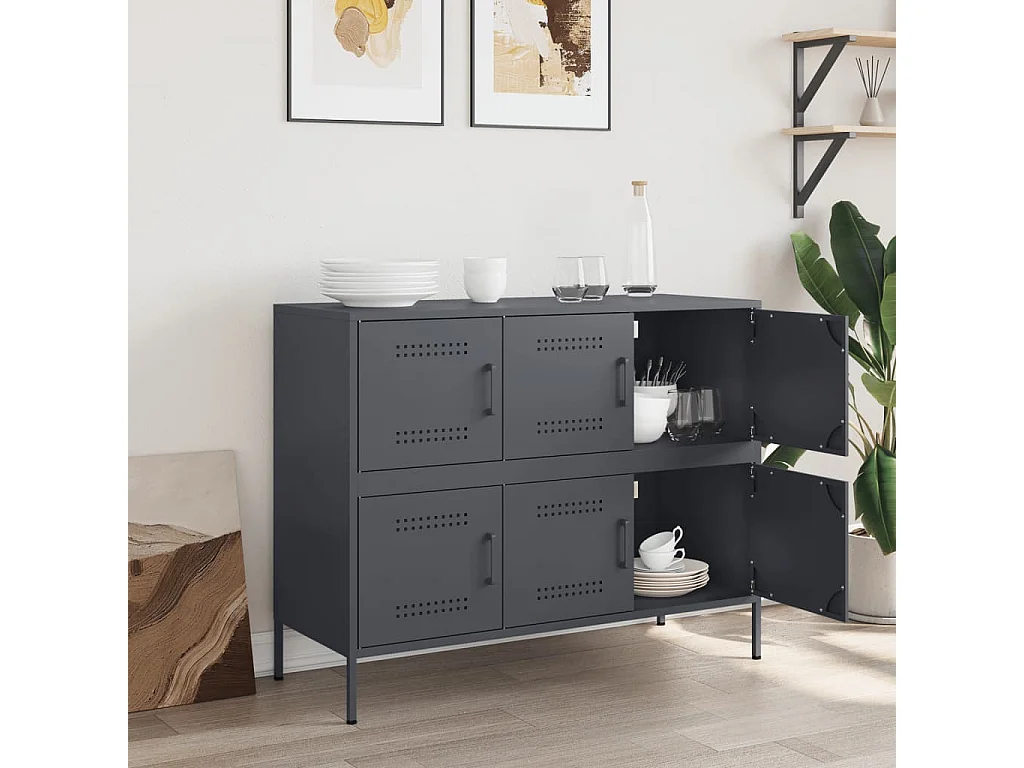 Credenza Antracite 100,5x39x79 cm in Acciaio