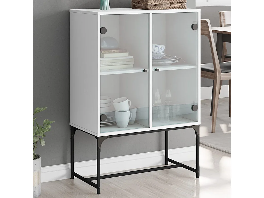 Armoire latérale avec portes en verre blanc 69x37x100 cm