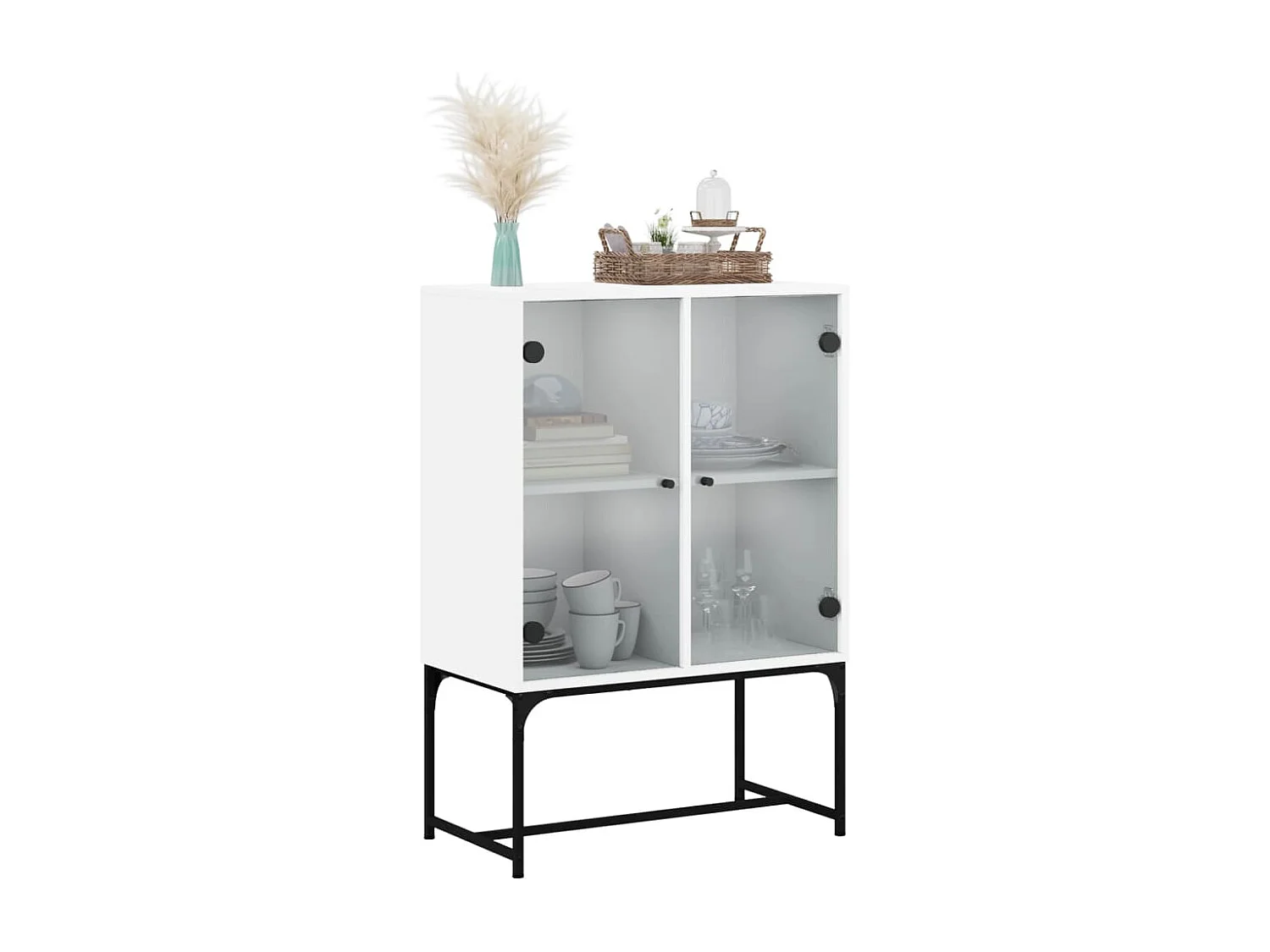 Armoire latérale avec portes en verre blanc 69x37x100 cm