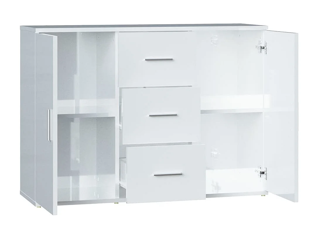 Buffet Blanc brillant 91x29,5x65 cm Bois d'ingénierie