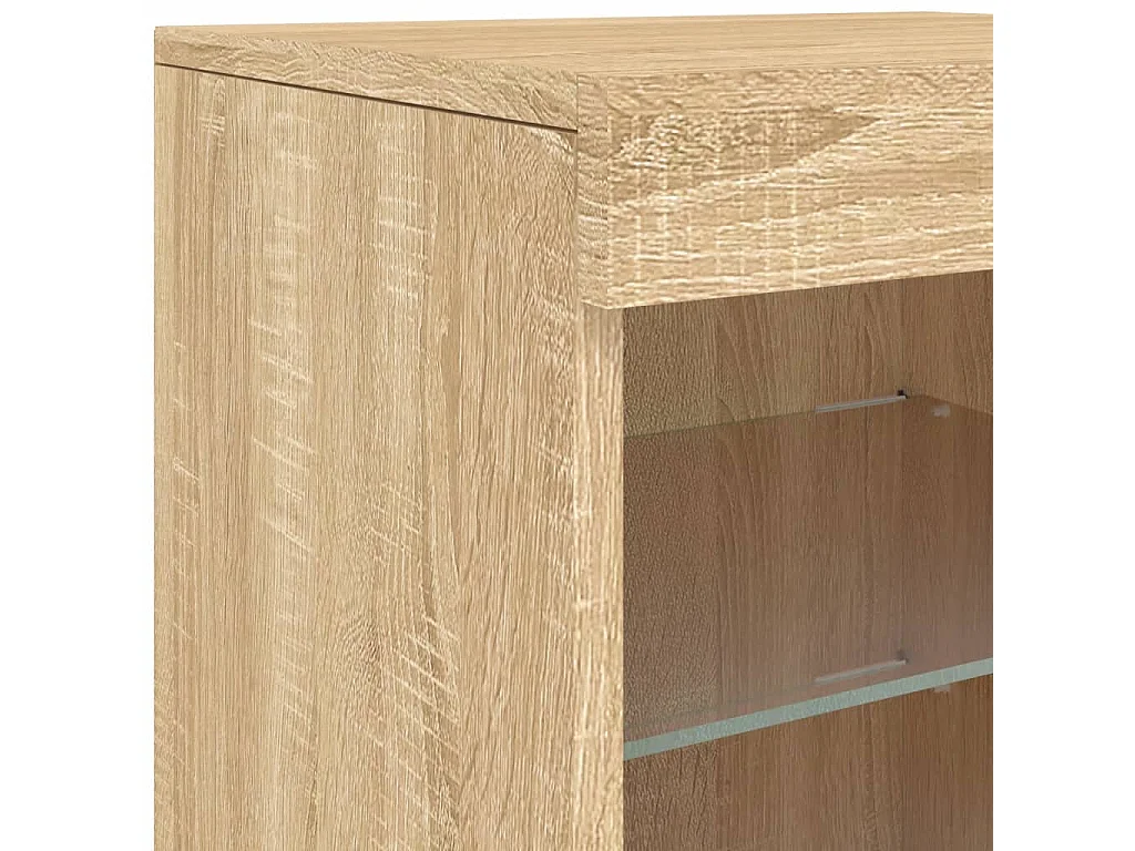 Aparador com luzes LED 123x37x67 cm carvalho sonoma