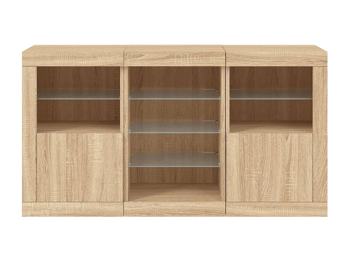 Aparador com luzes LED 123x37x67 cm carvalho sonoma