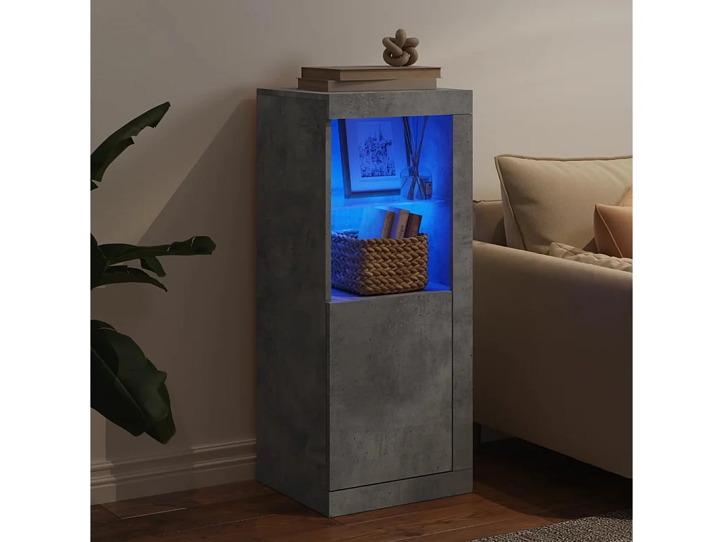 Buffet avec lumières LED gris béton 41x37x100 cm