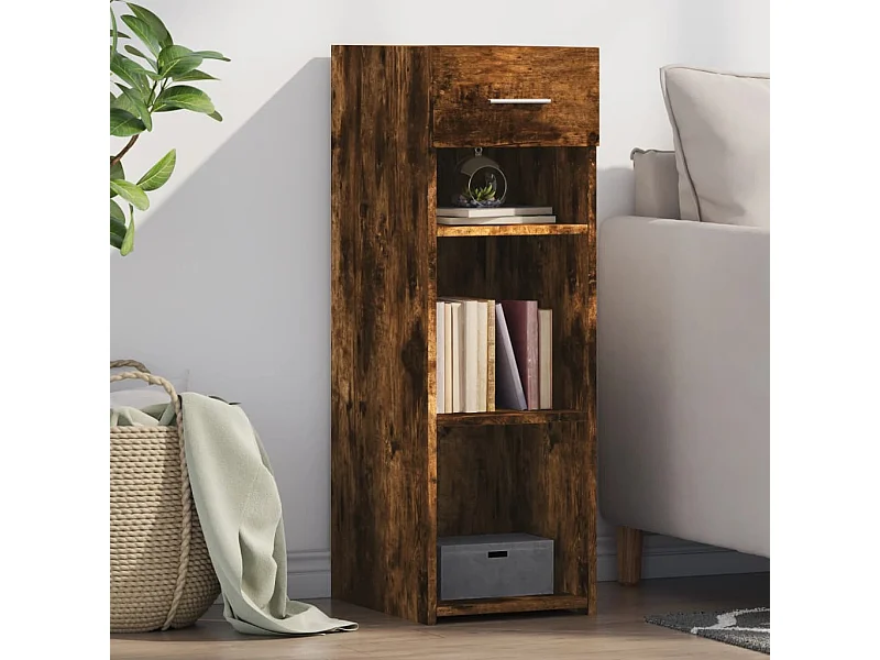 Aparador de madera de ingeniería roble ahumado 30x42,5x93 cm