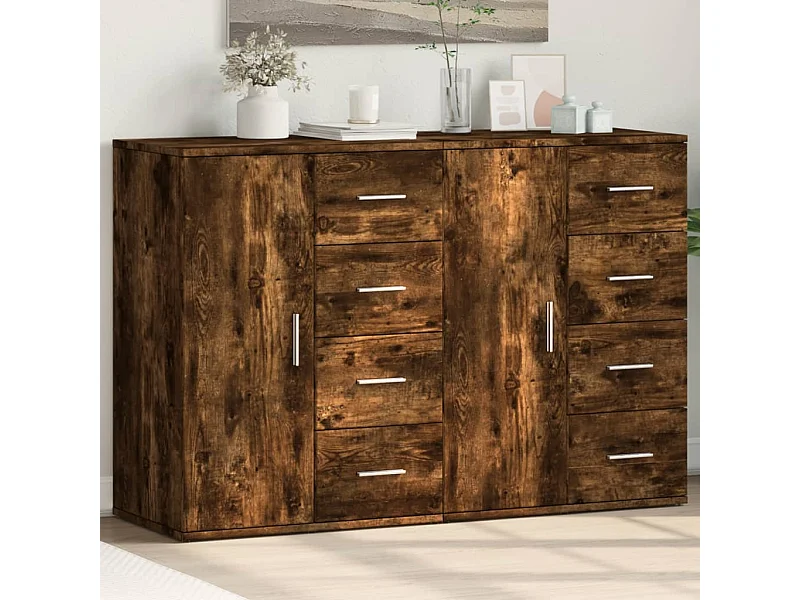 Sideboards 2 Stk. Räuchereiche 59x39x80 cm Holzwerkstoff