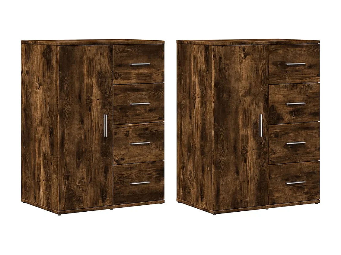 Buffets 2 pcs chêne fumé 59x39x80 cm bois d'ingénierie