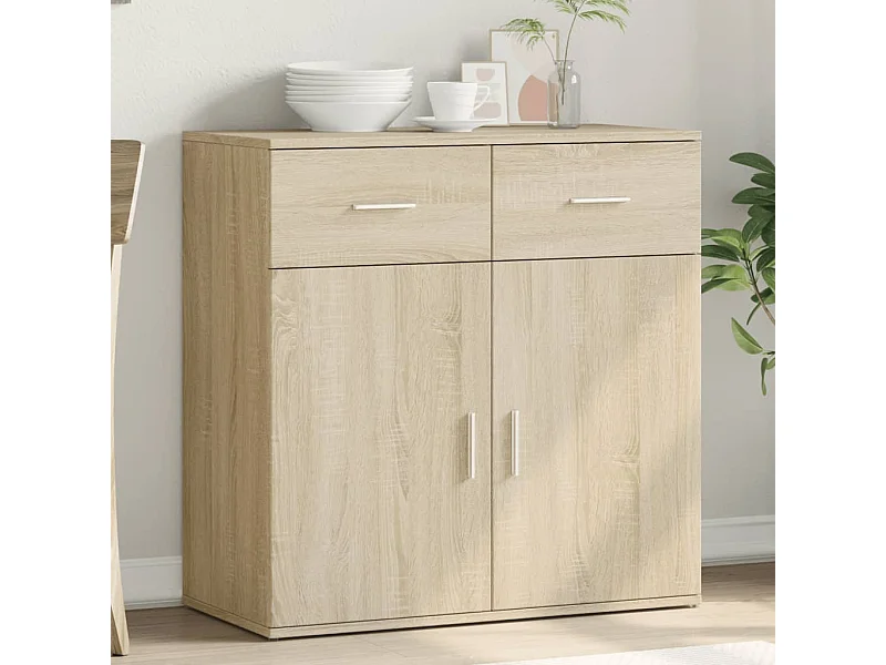 Credenza Rovere Sonoma 79x38x80 cm in Legno Multistrato