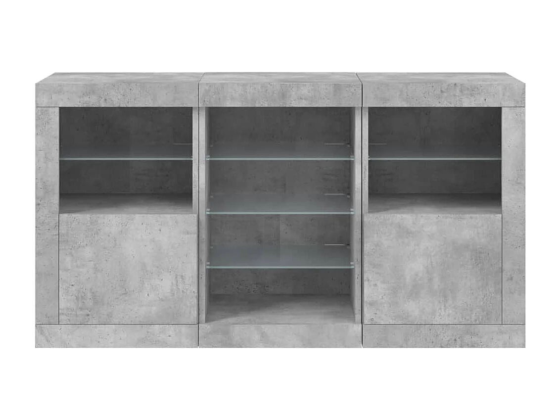 Buffet avec lumières LED gris béton 123x37x67 cm
