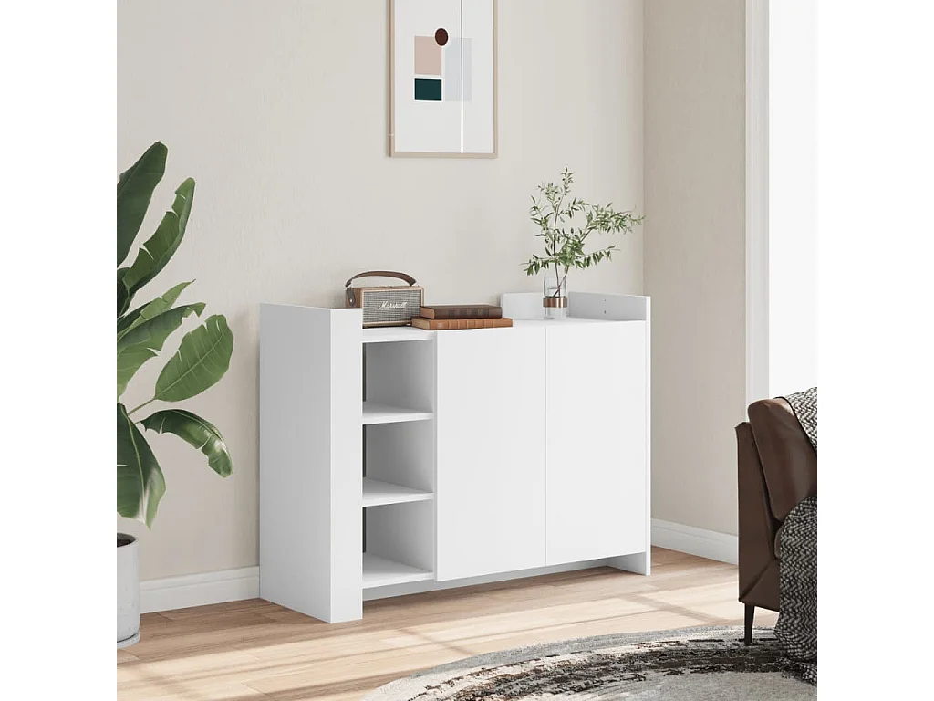 Credenza Bianca 100x35x75 cm in Legno Multistrato