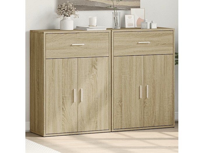 vidaXL Credenze 2 pz Grigio Sonoma in Legno Multistrato