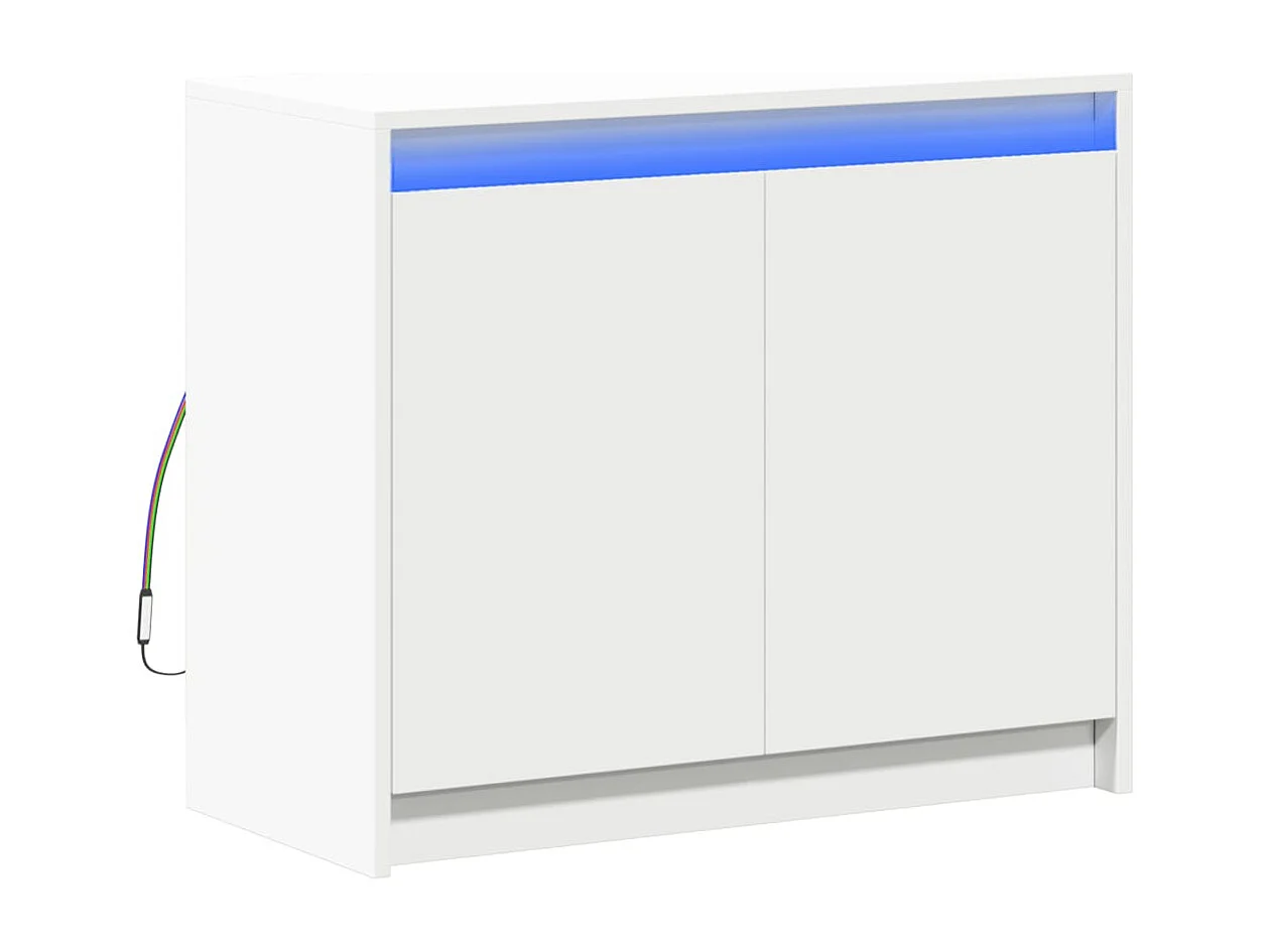 Aparador con LED madera de ingeniería blanco 72x34x61 cm