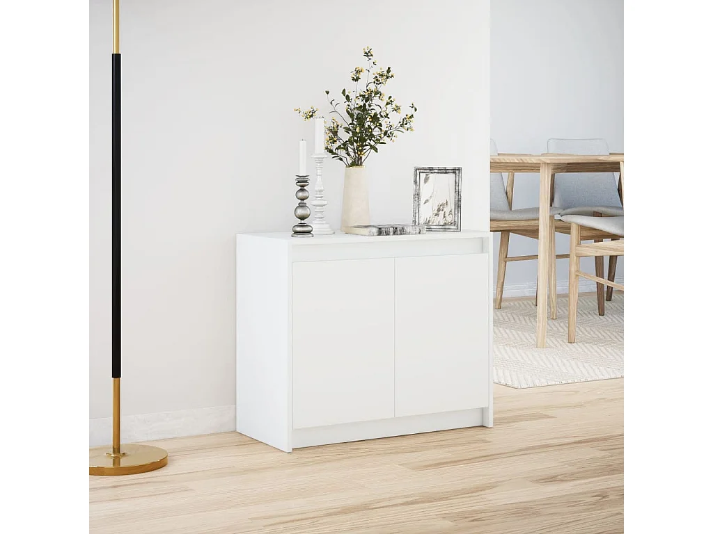 Aparador con LED madera de ingeniería blanco 72x34x61 cm