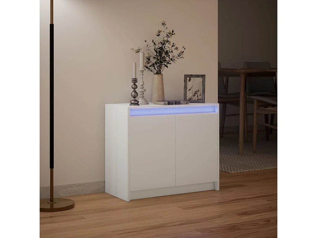 Aparador con LED madera de ingeniería blanco 72x34x61 cm