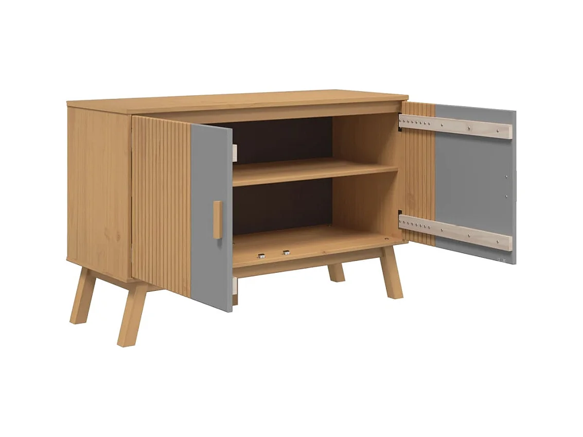 Buffet OLDEN gris et marron 114x43x73,5 cm bois massif de pin