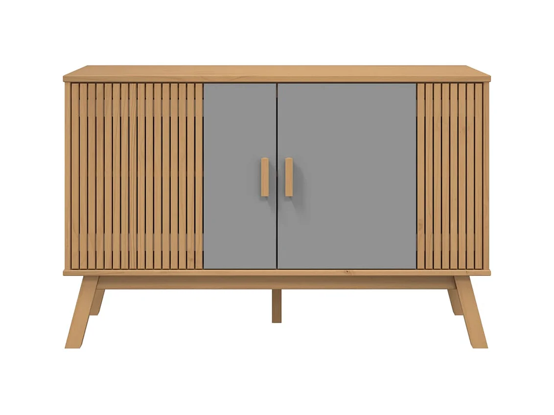 Buffet OLDEN gris et marron 114x43x73,5 cm bois massif de pin