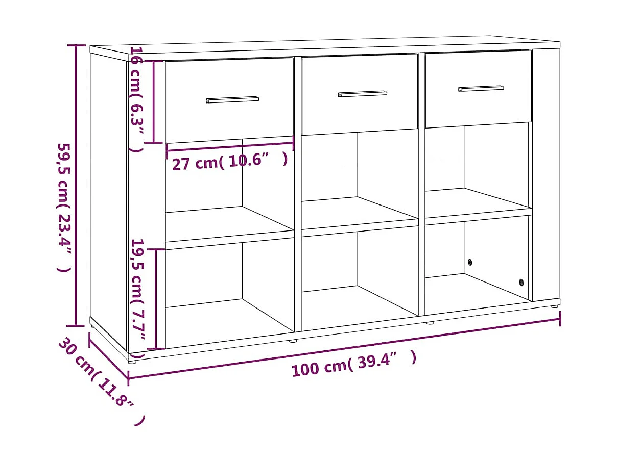 Buffet Blanc 100x30x59,5 cm Bois d'ingénierie