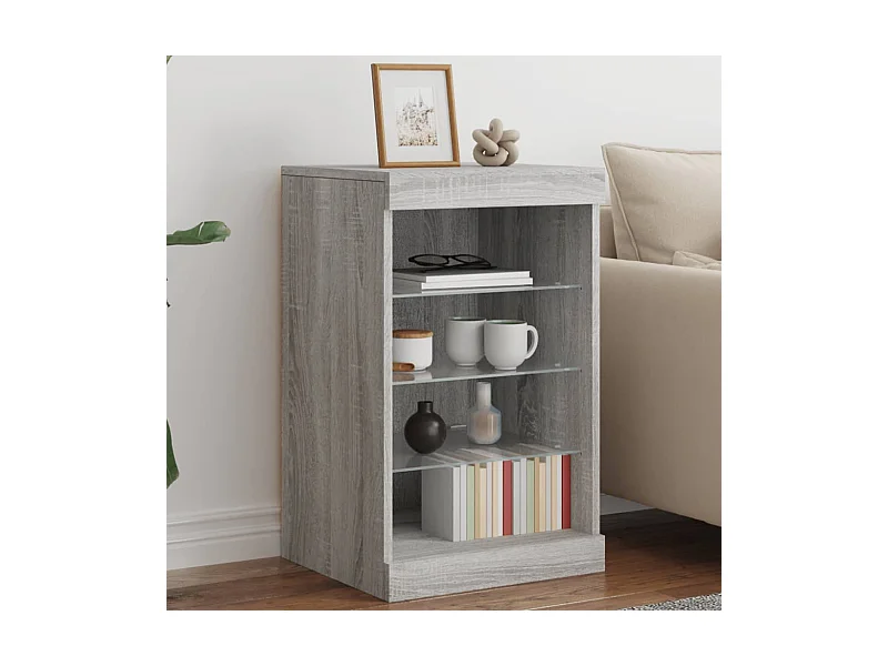 Credenza con Luci LED Grigio Sonoma 41x37x67 cm