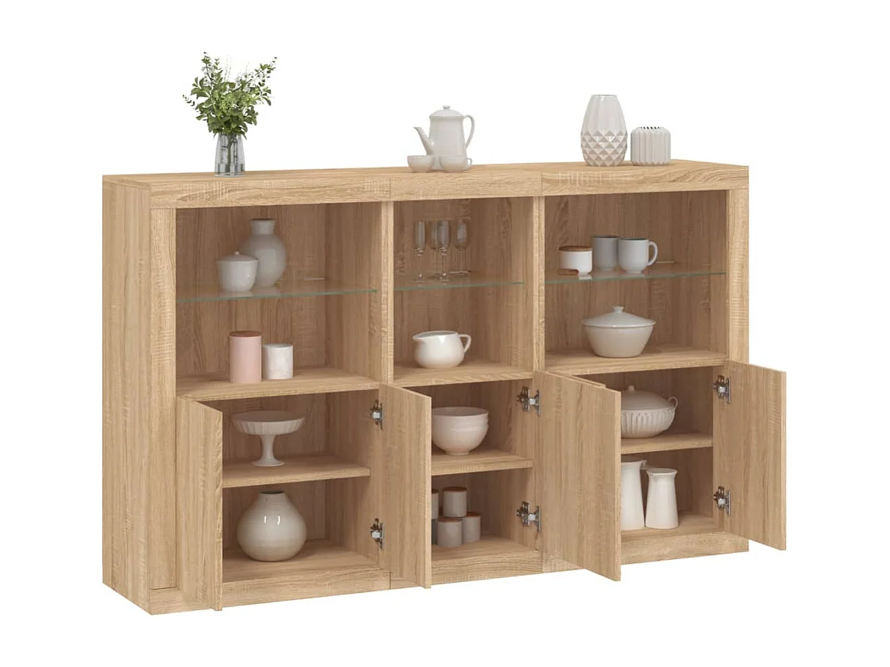 Buffet avec lumières LED chêne sonoma 162x37x100 cm