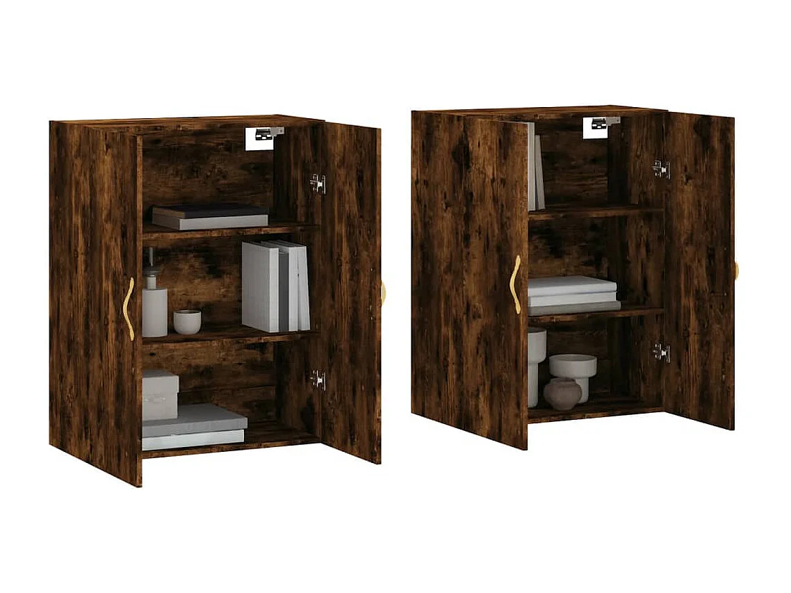 Mobili a Parete 2 pz Rovere Fumo 69,5x34x90 cm
