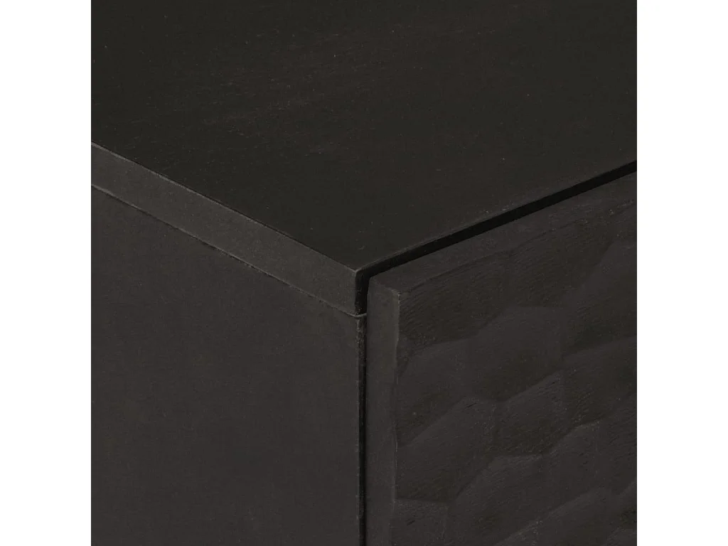 Credenze 2 pz Nero 60x33x75 cm in Legno Massello di Mango
