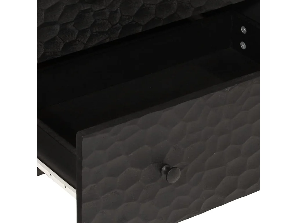 Credenze 2 pz Nero 60x33x75 cm in Legno Massello di Mango