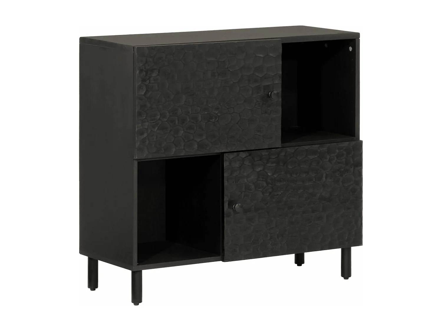 Armoire latérale noir 80x33x75 cm bois massif de manguier