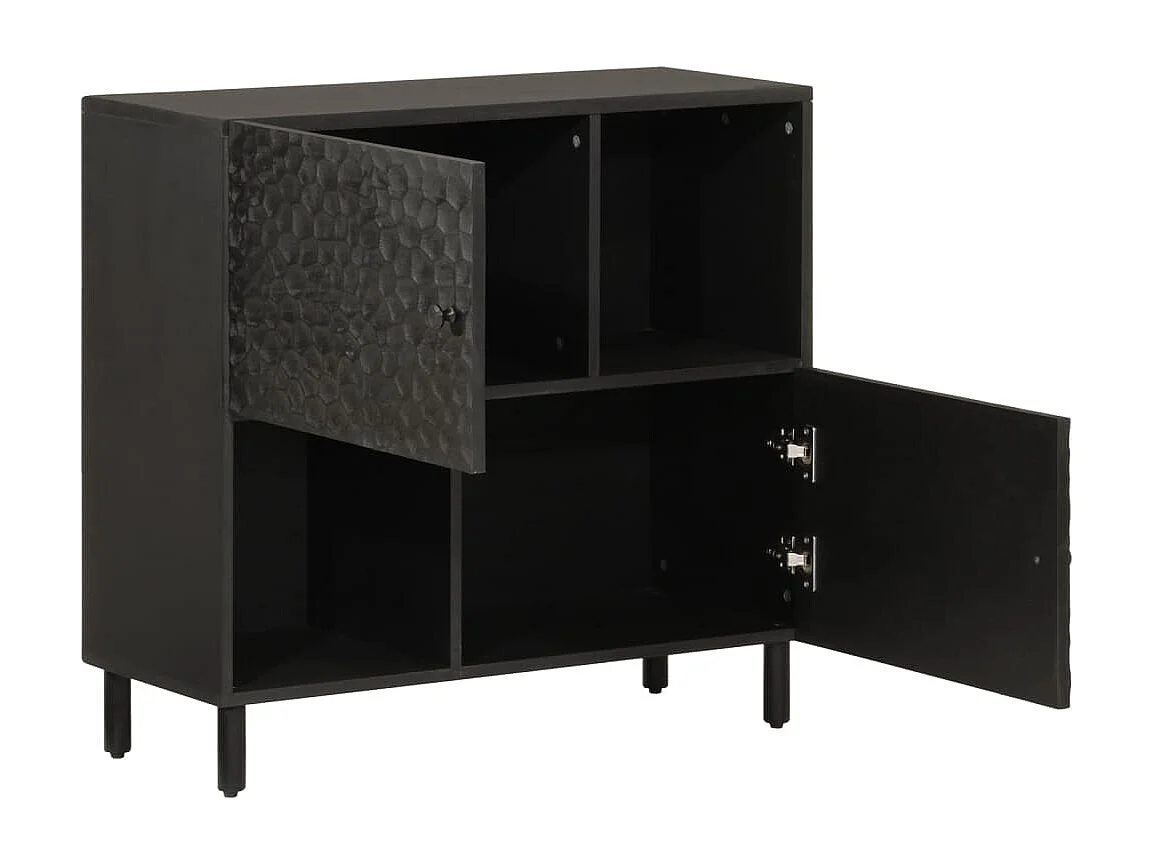 Armoire latérale noir 80x33x75 cm bois massif de manguier